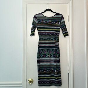 Multicolor Form Fitting Y2K Xhilaration Midi Dress Size XS